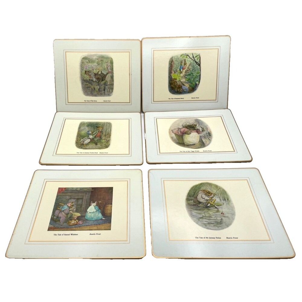 Beatrix Potter Placemats Set of 6 Lady Clare Matador 9.5" x 8" Melamine Cork - Picture 2 of 16